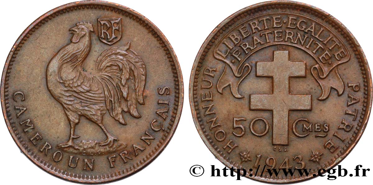 CAMERUN - Territorios sobre mandato frances 50 Centimes ‘Cameroun Français’ 1943 Prétoria EBC 