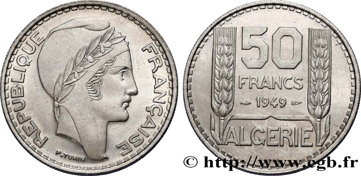 ALGÉRIE Essai 50 Francs Turin 1949  SPL 