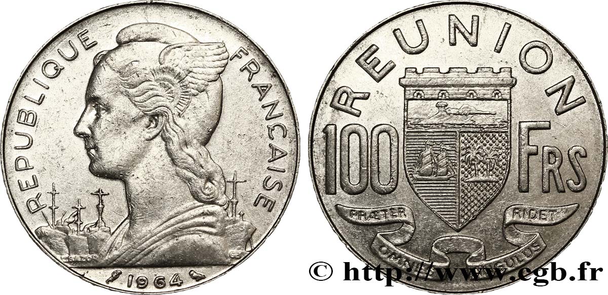 ÎLE DE LA RÉUNION 100 Francs 1964 Paris TTB 
