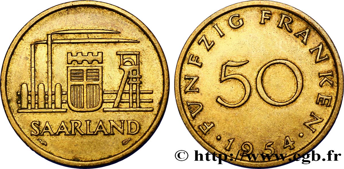 SARRE 50 Franken 1954 Paris EBC 