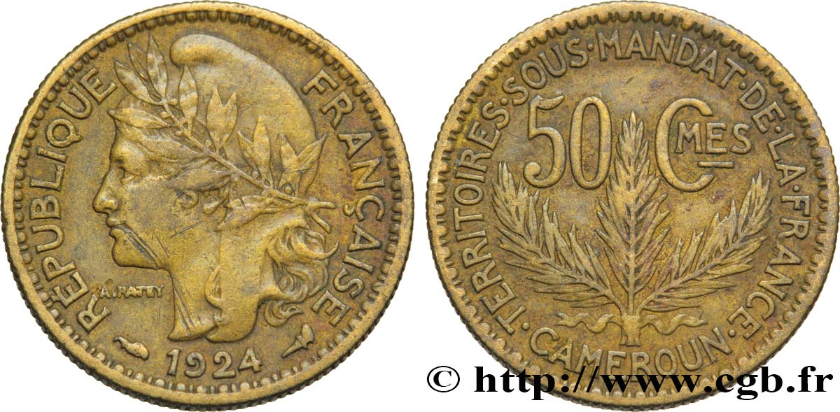 CAMERUN - Territorios sobre mandato frances 50 Centimes 1924 Paris BC 