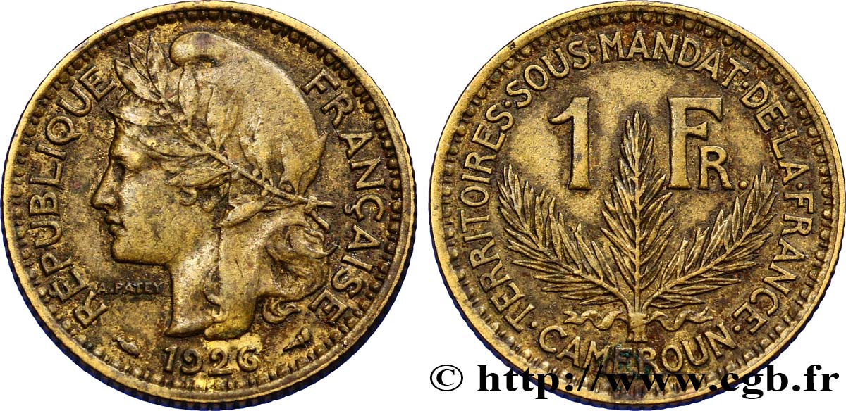 CAMERUN - Mandato Francese 1 Franc 1926 Paris BB 