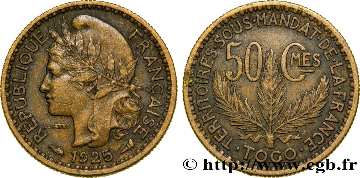 TOGO - MANDATO FRANCESE 50 Centimes 1925 Paris q.SPL 