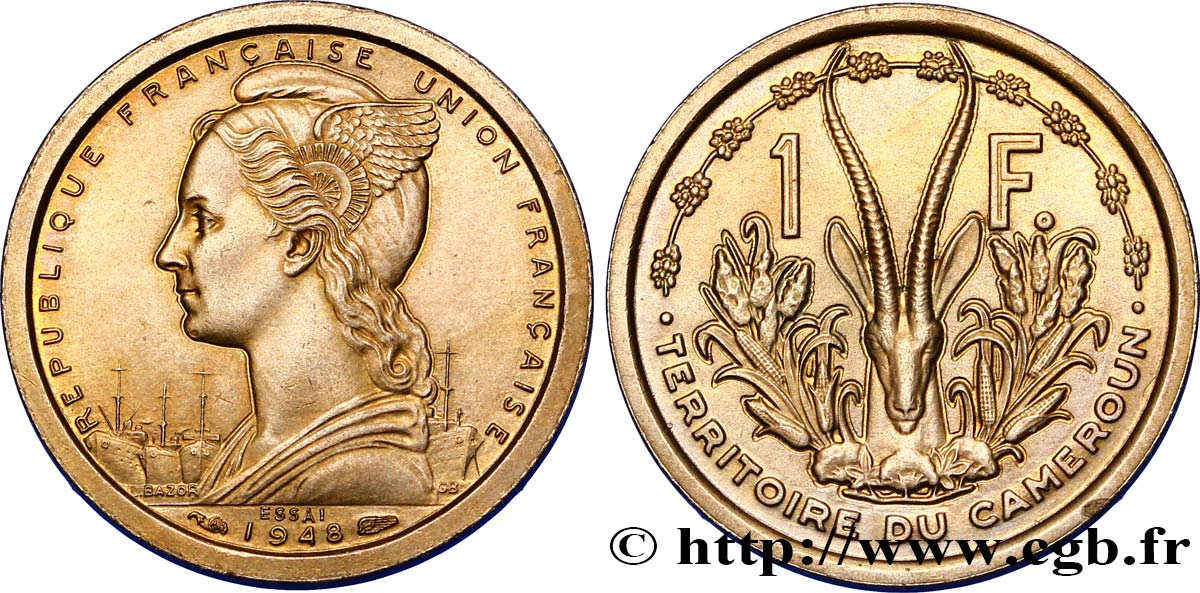 CAMERUN - UNIóN FRANCESA  Essai de 1 Franc 1948 Paris SC 