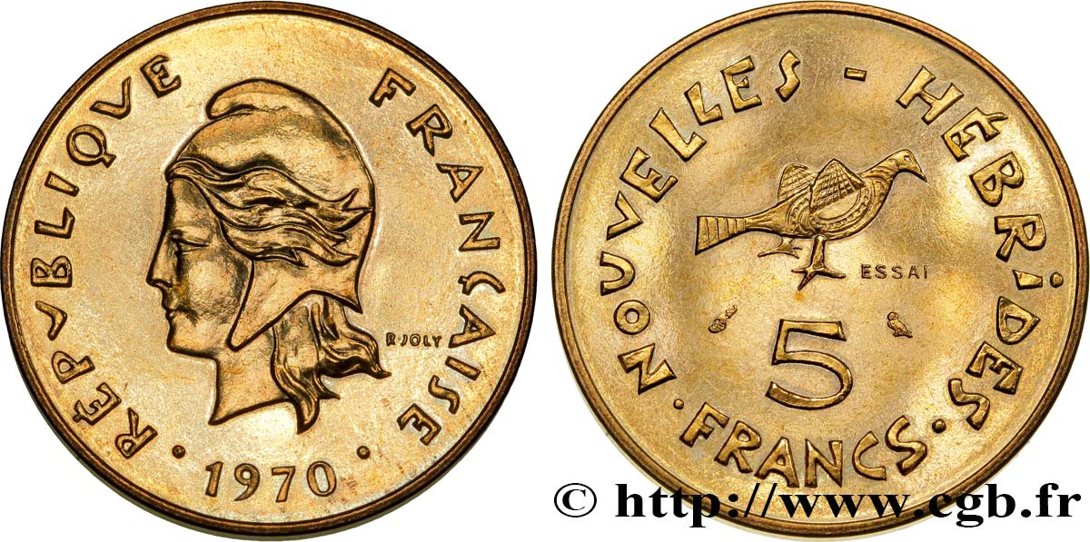 NEW HEBRIDES (VANUATU since 1980) Essai de 5 Francs 1970 Paris MS 