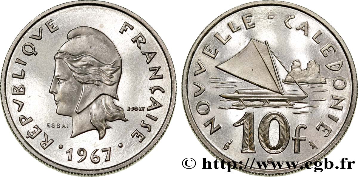 NEW CALEDONIA Essai de 10 Francs 1967 Paris MS 