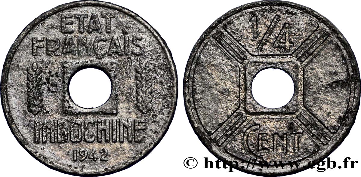 INDOCINA FRANCESE 1/4 Cent 1942 Osaka BB 