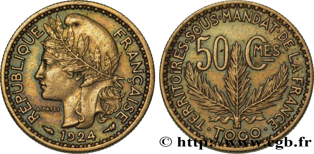 TOGO - MANDATO FRANCESE 50 Centimes 1924 Paris q.SPL 