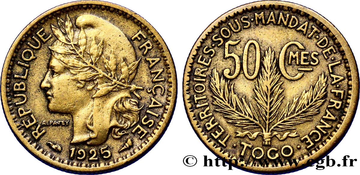 TOGO - MANDATO FRANCESE 50 Centimes 1925 Paris BB 