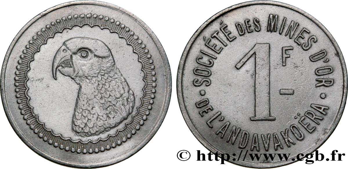 MADAGASCAR 1 Franc Mines d’or de l’Andavakoera N.D.  EBC 