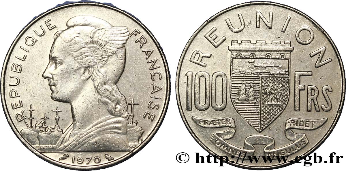 ÎLE DE LA RÉUNION 100 Francs 1970 Paris TTB 