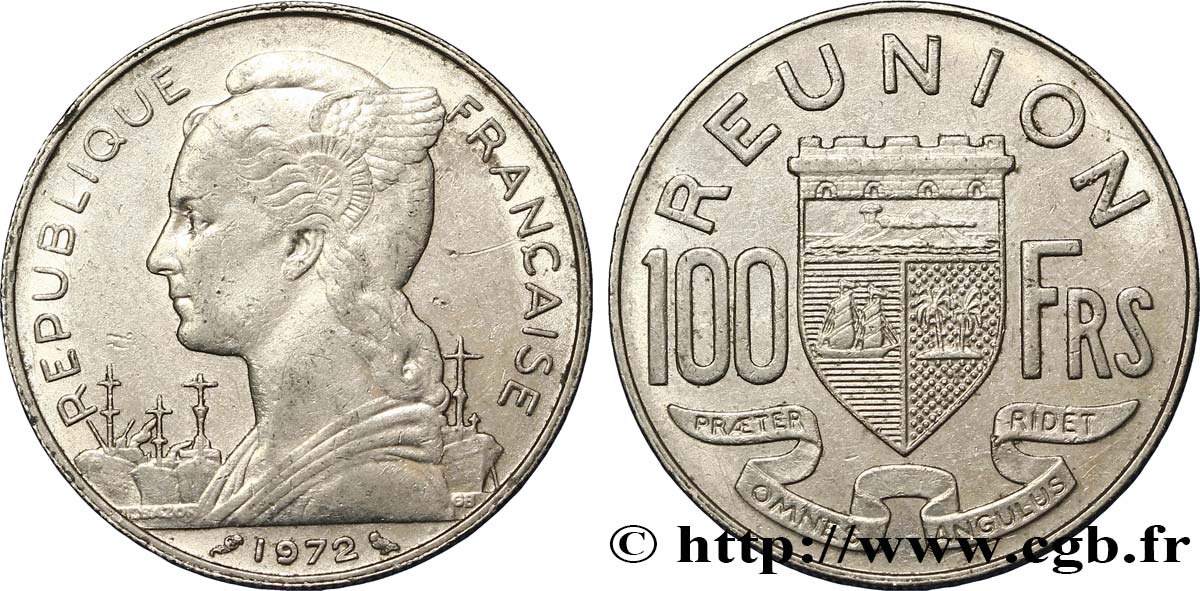 REUNION ISLAND 100 Francs 1972 Paris VF 