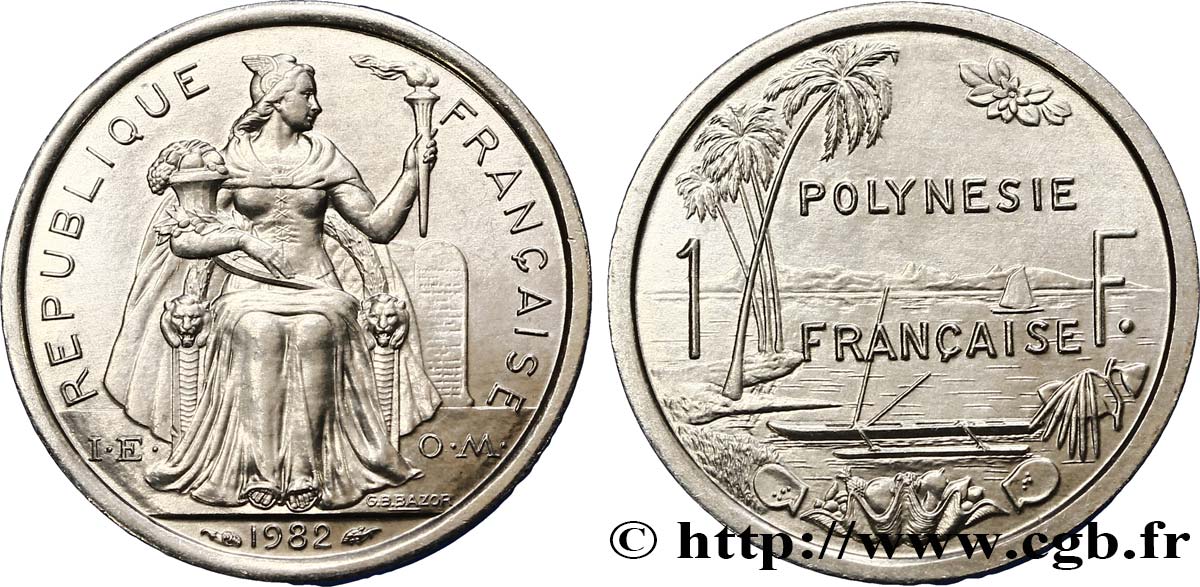 FRENCH POLYNESIA 1 Franc I.E.O.M. 1982 Paris MS 
