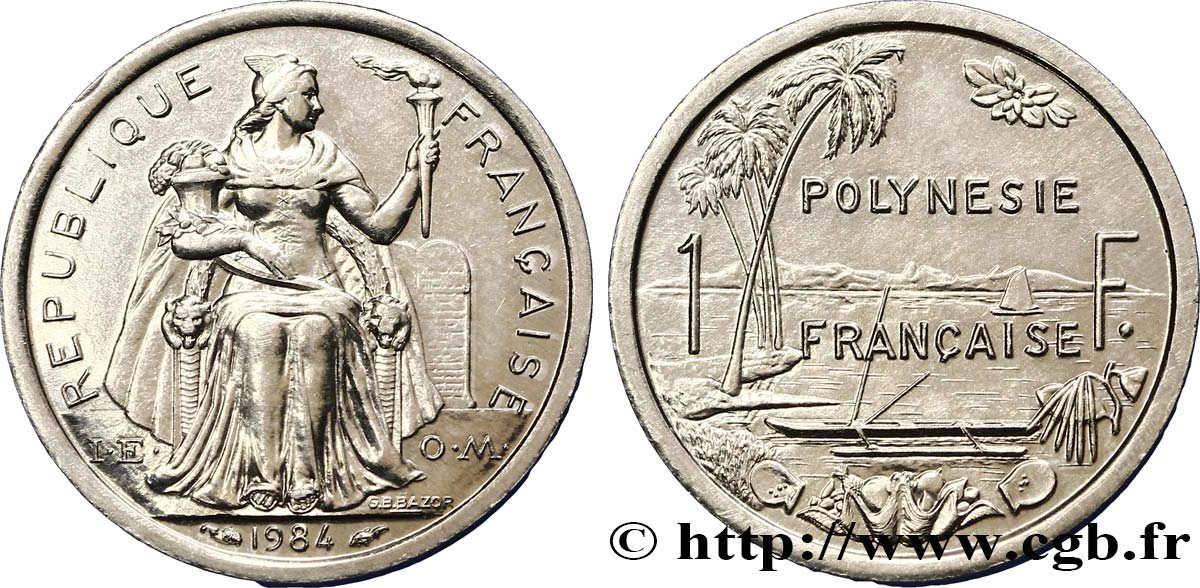 POLINESIA FRANCESE 1 Franc I.E.O.M. 1984 Paris MS 