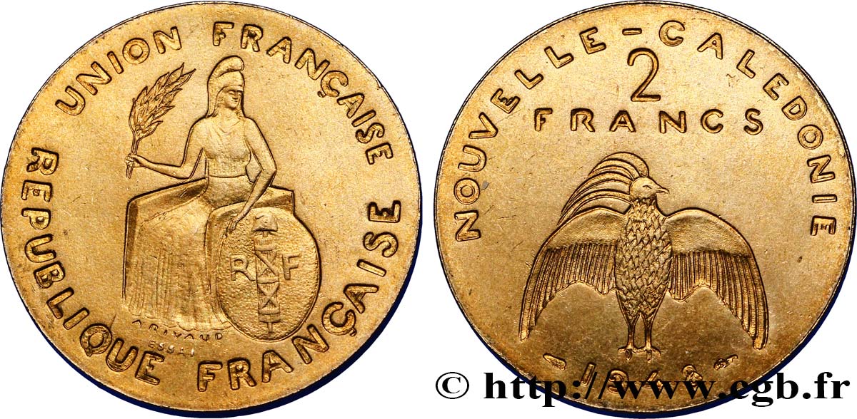 NUEVA CALEDONIA Essai de 2 Francs type sans listel 1948 Paris FDC 