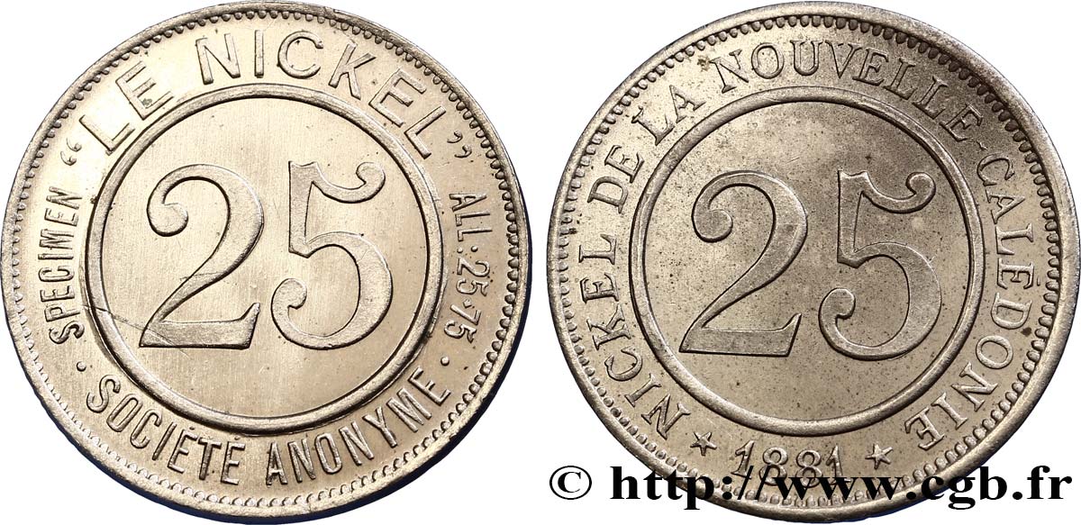 NUOVA CALEDONIA 25 (Centimes) Société anonyme Le Nickel N.D.  MS 