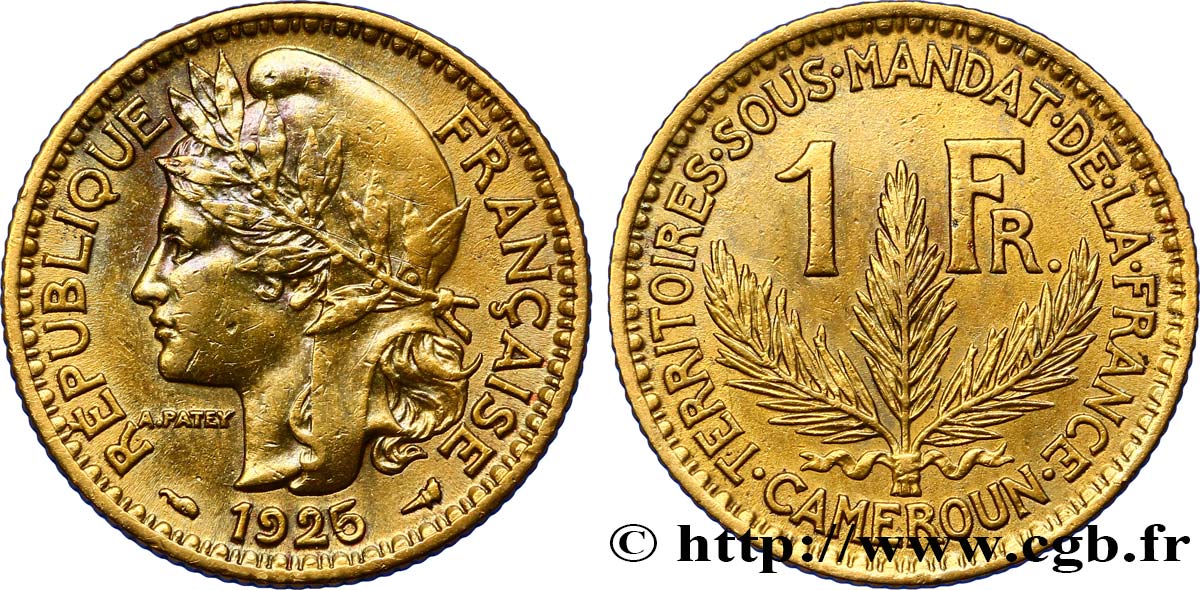 CAMERUN - Territorios sobre mandato frances 1 Franc 1925 Paris MBC+ 