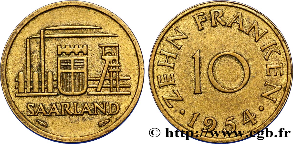 SARRE 10 Franken 1954 Paris EBC 