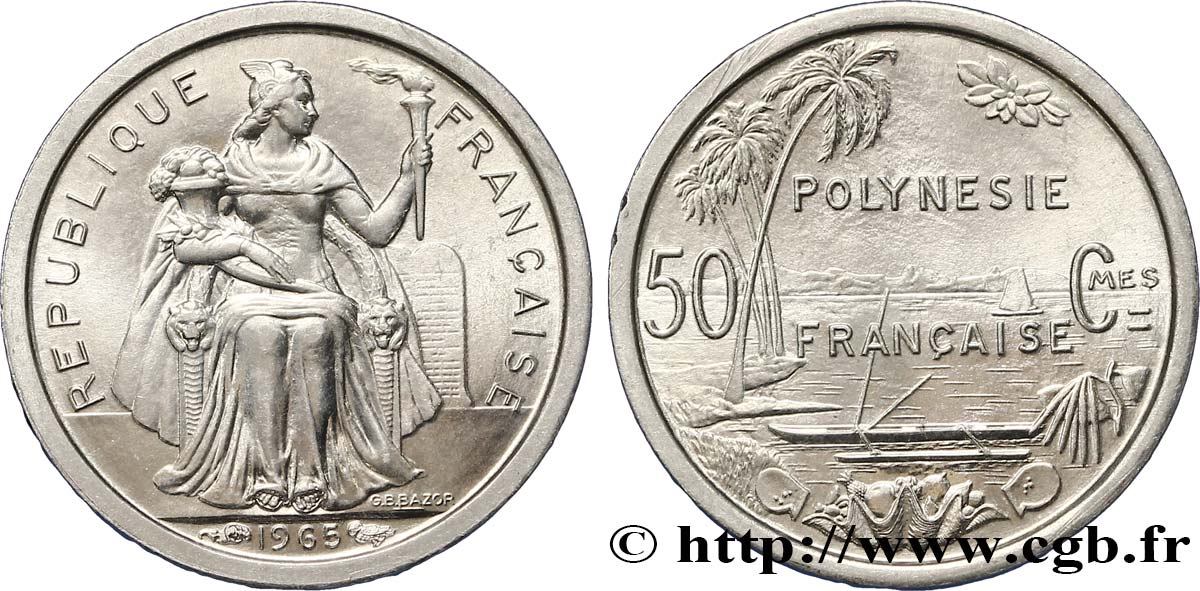 POLINESIA FRANCESA 50 Centimes 1965 Paris FDC 