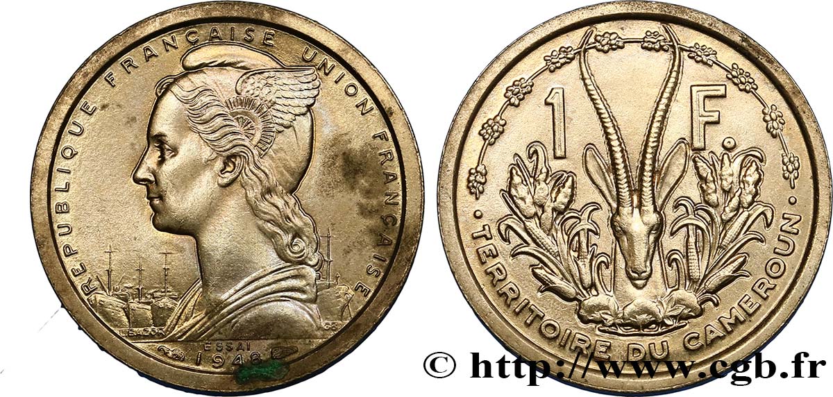 KAMERUN - FRANZÖSISCHE UNION Essai de 1 Franc 1948 Paris VZ 