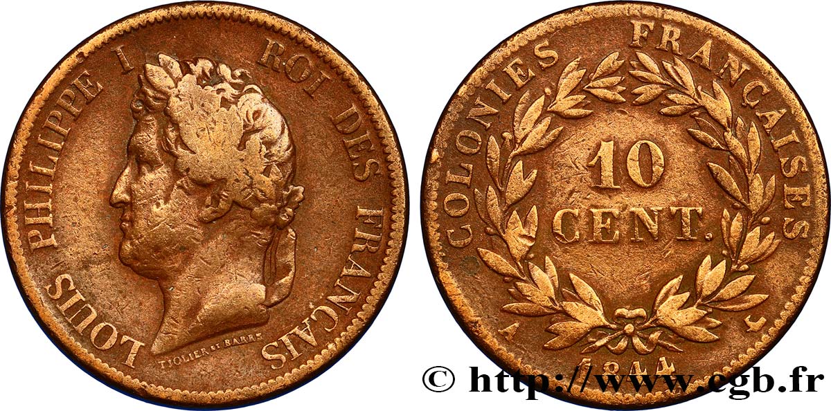 FRANZÖSISCHE KOLONIEN - Louis-Philippe, für Marquesas-Inseln  10 Centimes Louis-Philippe 1844 Paris S 