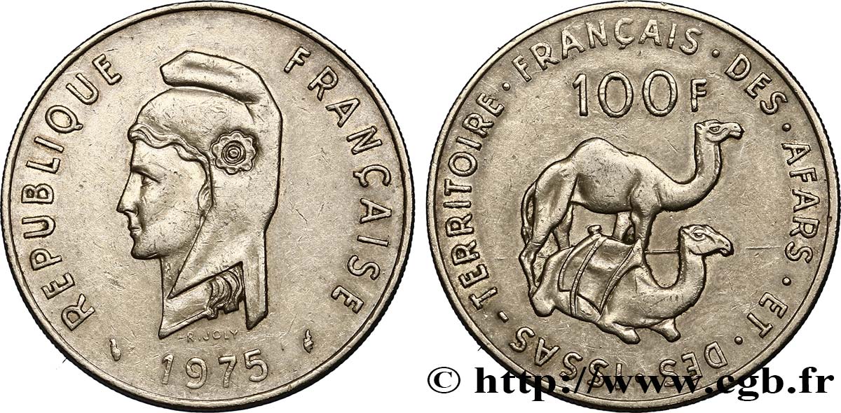 DJIBOUTI - French Territory of the Afars and the Issas  100 Francs 1975 Paris XF 