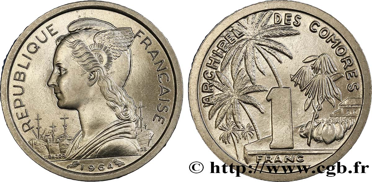 COMORES - Archipel 1 Franc 1964 Paris SPL 
