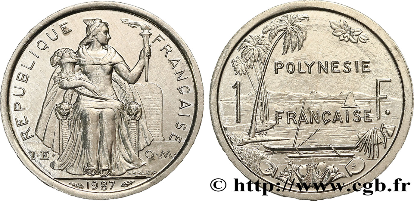 POLINESIA FRANCESE 1 Franc I.E.O.M.  1987 Paris MS 
