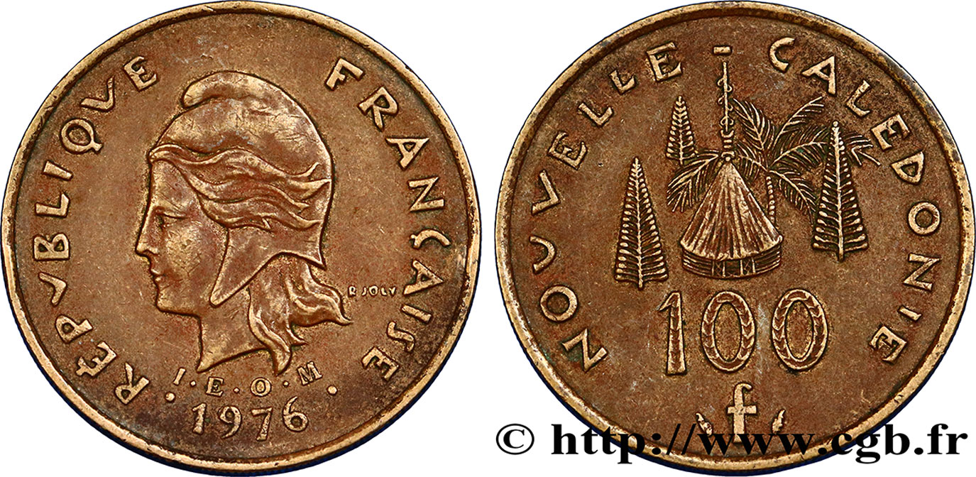 NOUVELLE CALÉDONIE 100 Francs IEOM 1976 Paris TTB 