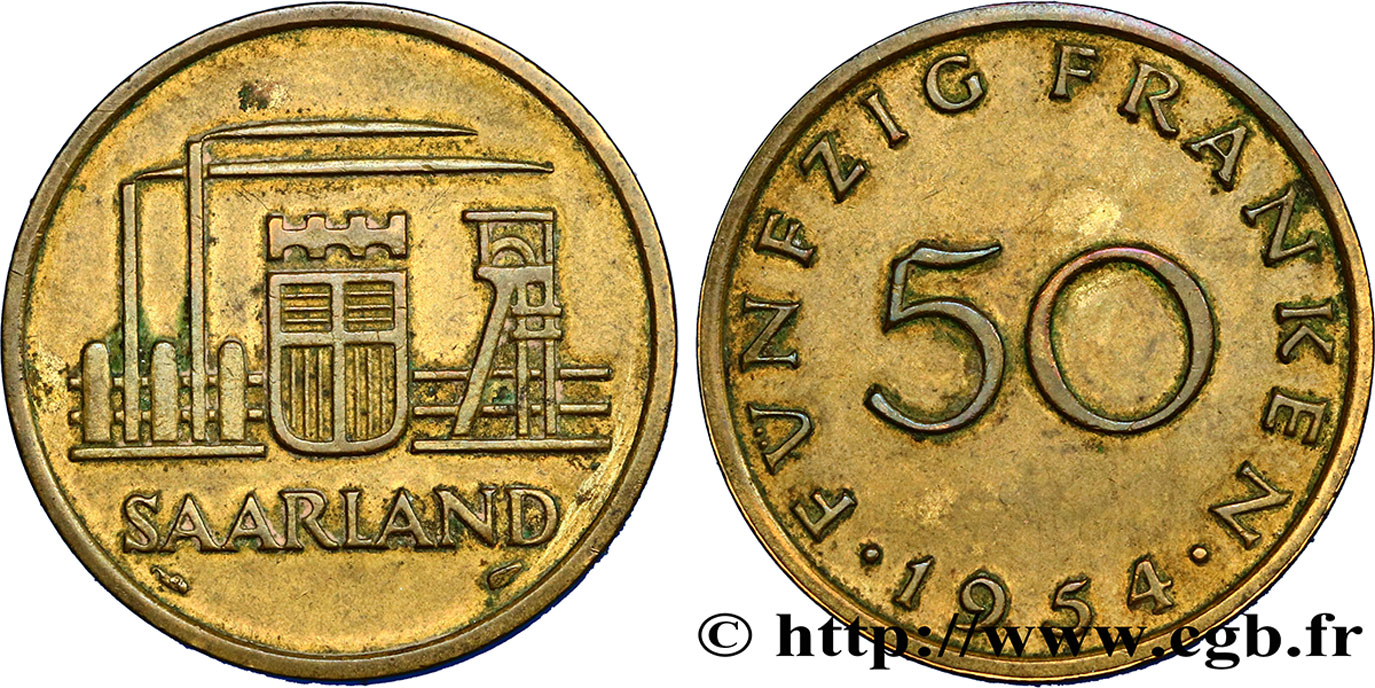 SAARLAND 50 Franken 1954 Paris AU 