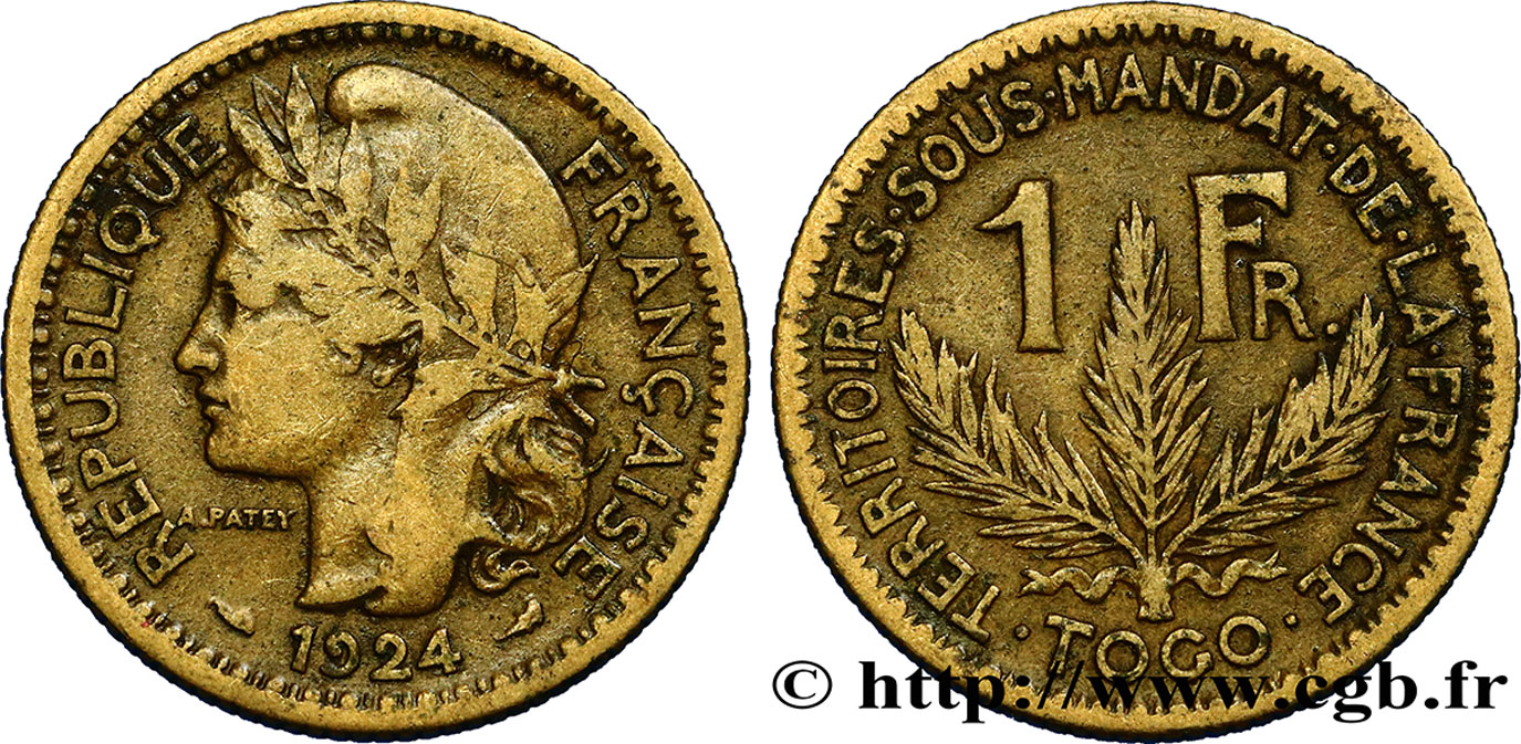 TOGO - FRANZÖSISCHE MANDAT 1 Franc 1924 Paris S 