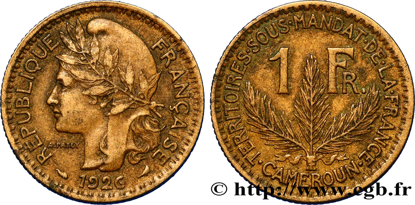 CAMERUN - Mandato Francese 1 Franc 1926 Paris q.SPL 