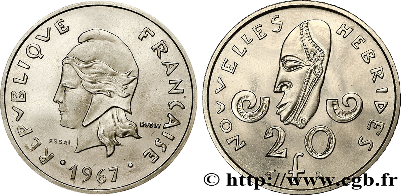 NEW HEBRIDES (VANUATU since 1980) Essai de 20 Francs 1967 Paris MS 