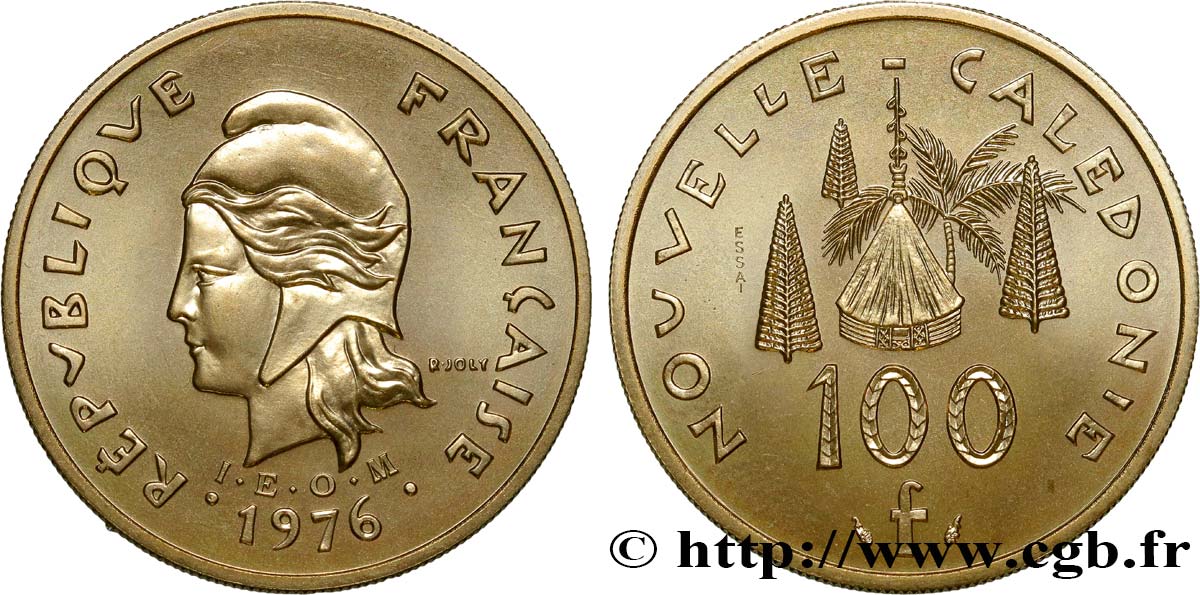NEUKALEDONIEN 100 Francs ESSAI type IEOM 1976 Paris ST 