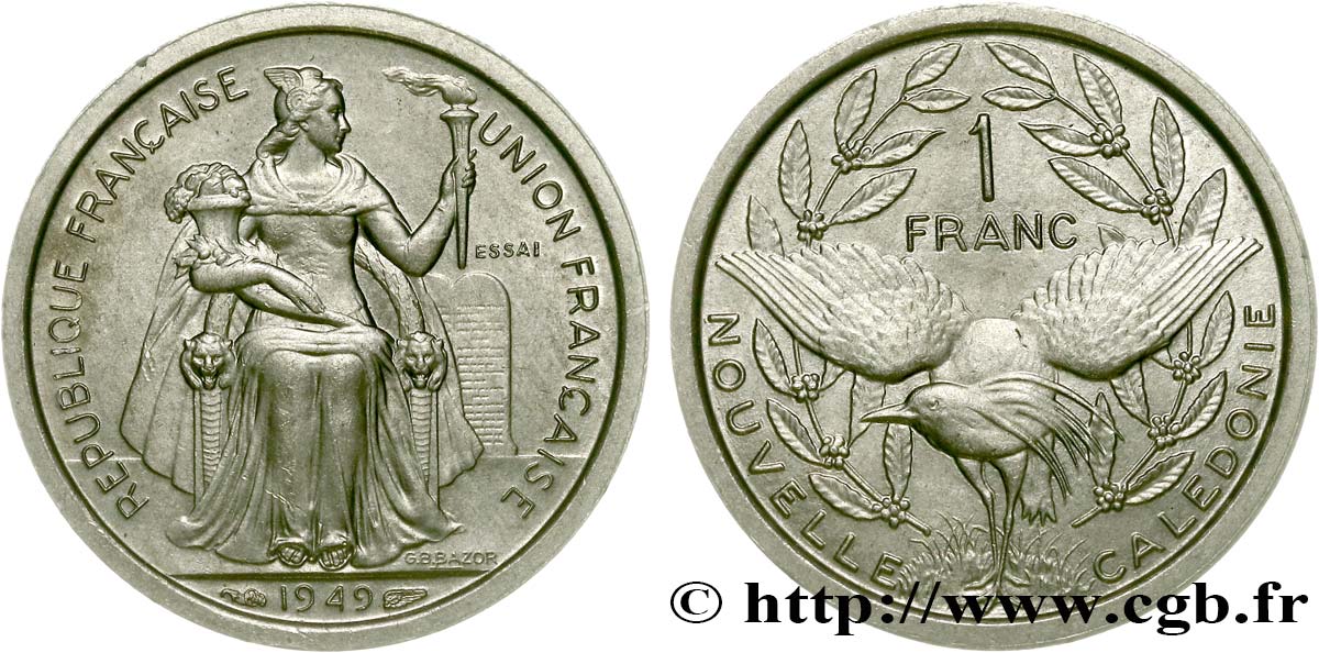 NUOVA CALEDONIA Essai de 1 Franc 1949 Paris MS 