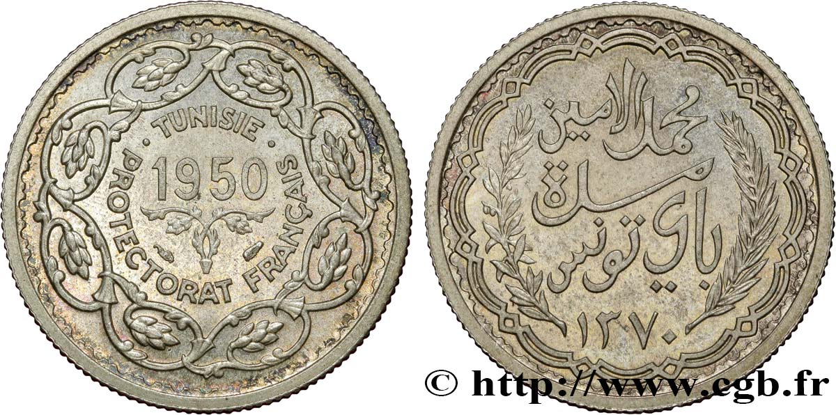 TUNISIA - French protectorate 10 Francs (module de) 1950 Paris MS 