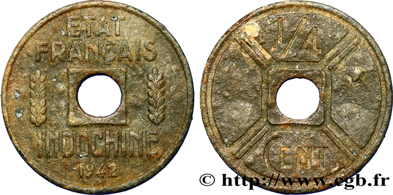 INDOCINA FRANCESE 1/4 Cent 1942 Osaka MB 