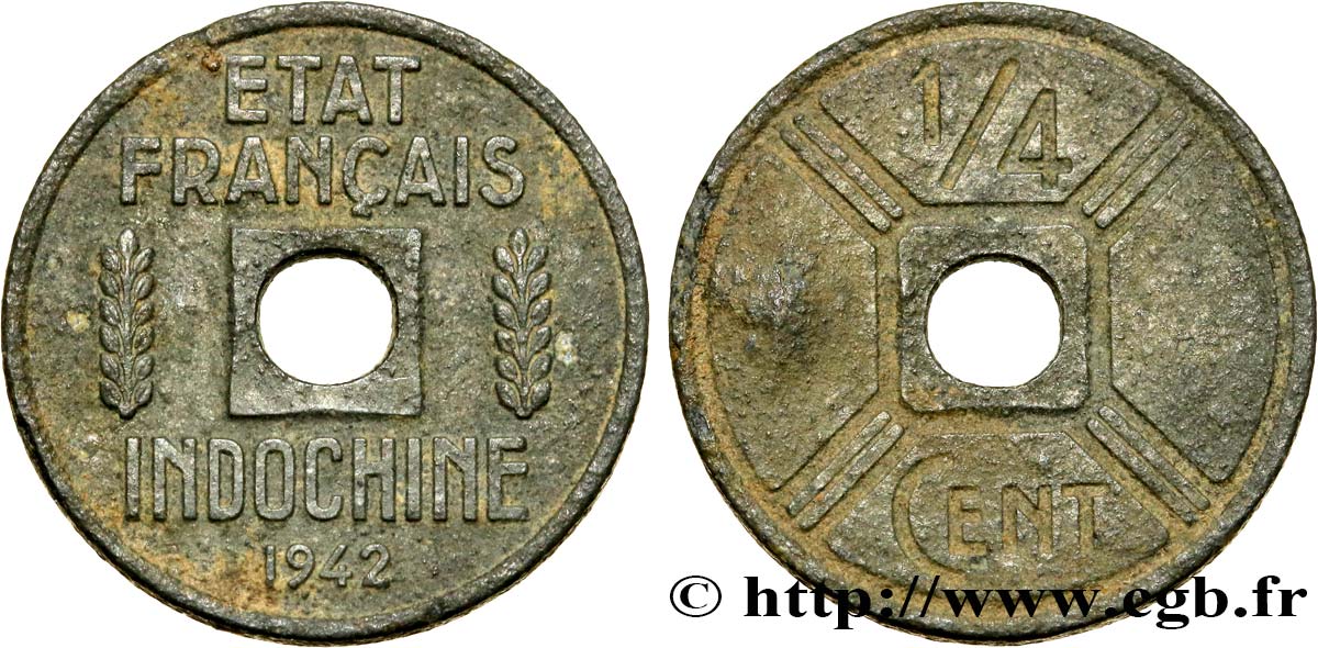 INDOCHINA 1/4 Cent 1942 Osaka BC+ 