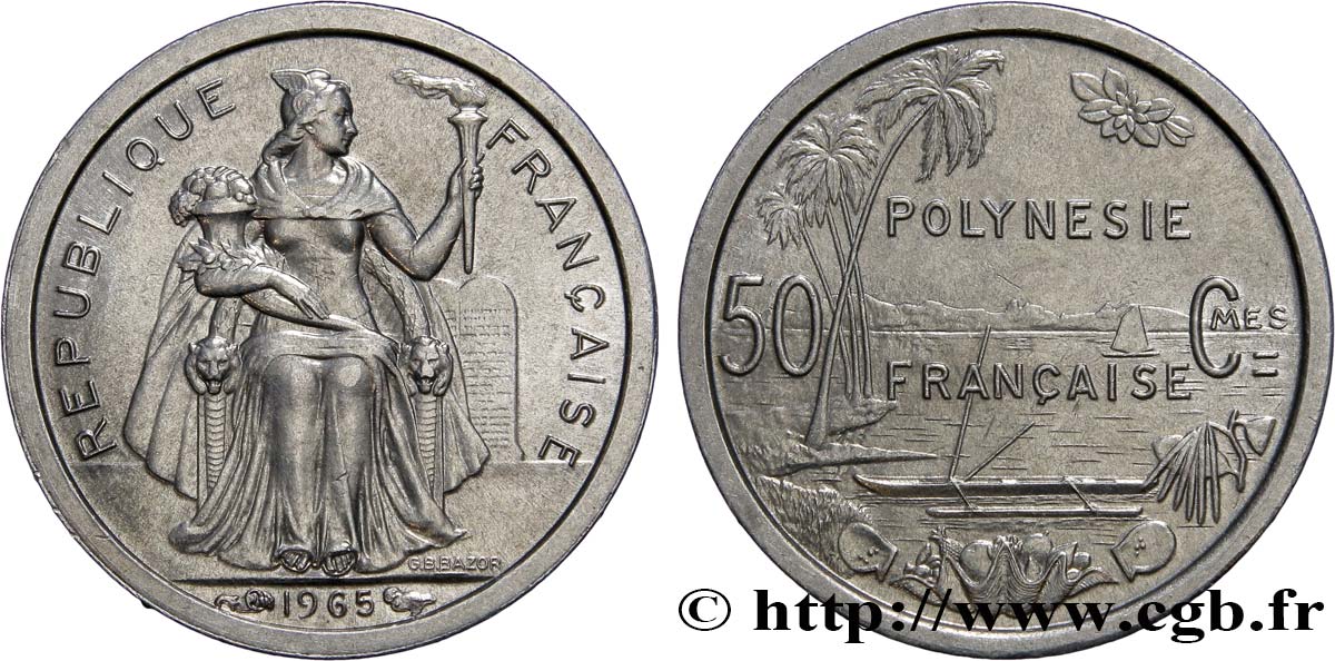POLINESIA FRANCESE 50 Centimes 1965 Paris FDC 