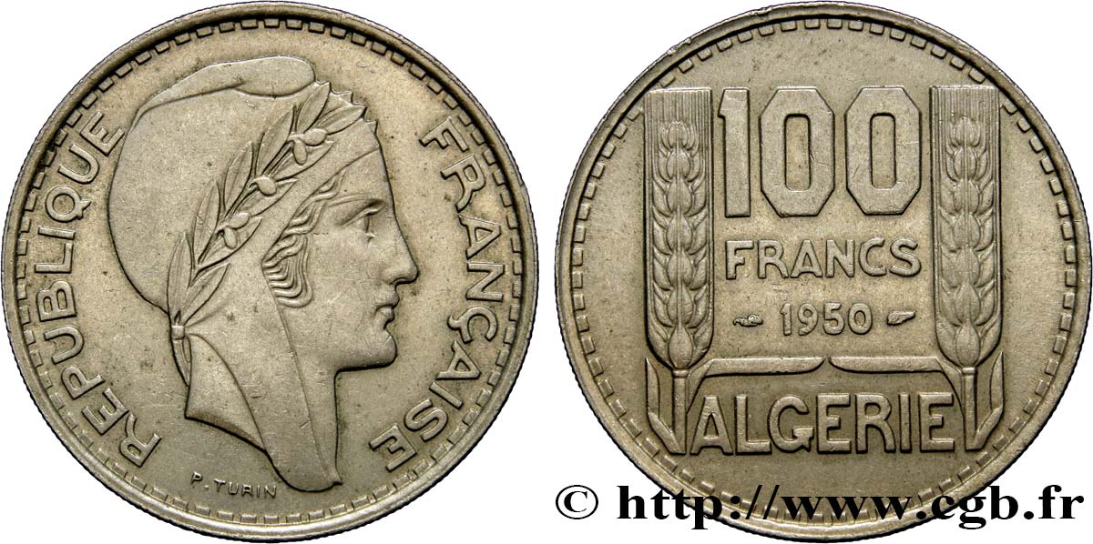 ALGERIA 100 Francs Turin 1950  SPL 