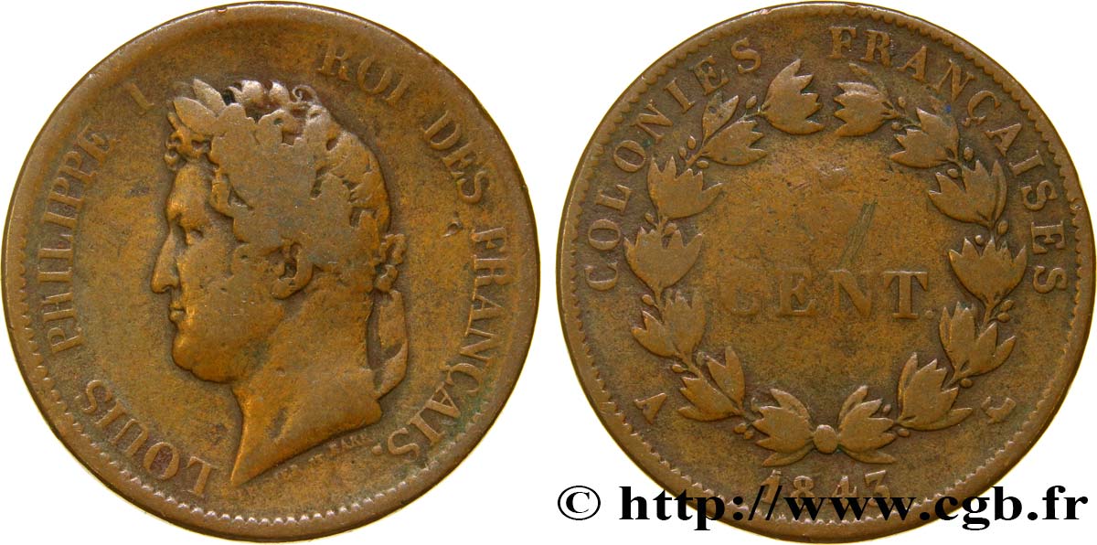 FRENCH COLONIES - Louis-Philippe, for Marquesas Islands 5 Centimes Louis Philippe Ier 1843 Paris - A VF 