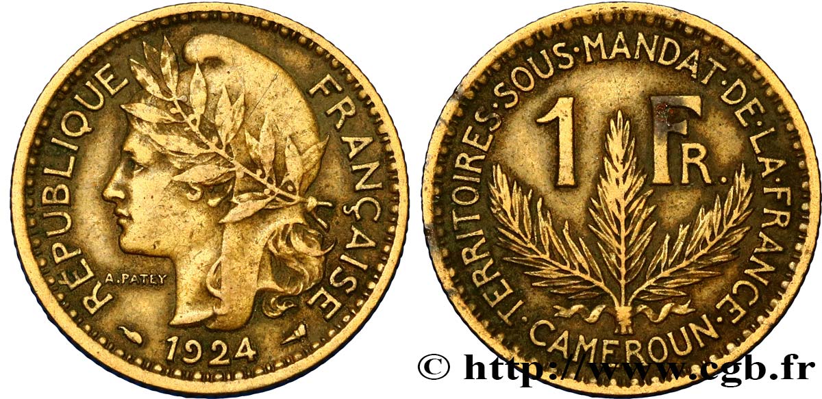 CAMERUN - Mandato Francese 1 Franc 1924 Paris BB 