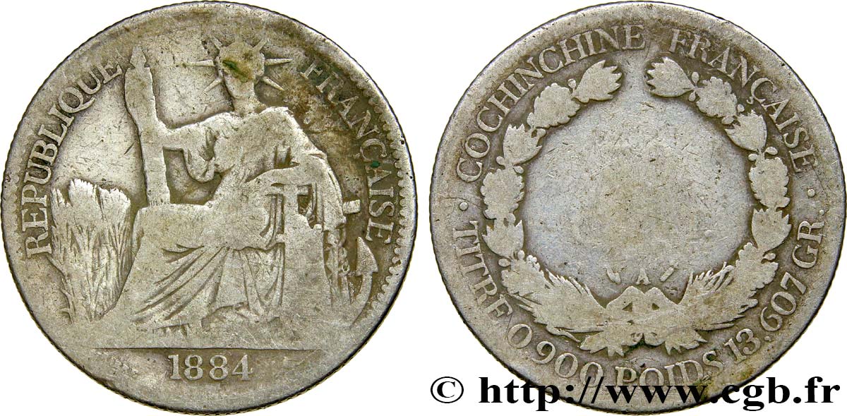 FRANZÖSISCHE COCHINCHINA 50 Centimes 1884 Paris fS 