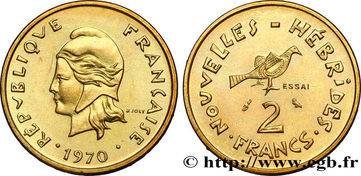 NUEVAS HÉBRIDAS (VANUATU desde 1980) Essai de 2 Francs 1970 Paris SC 