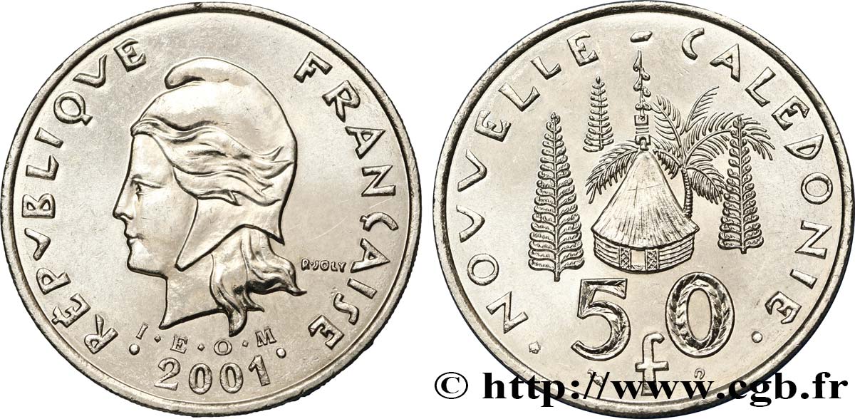 NUOVA CALEDONIA 50 Francs I.E.O.M. Marianne / zébus d’élevage de Nouvelle Calédonie  2001 Paris SPL 