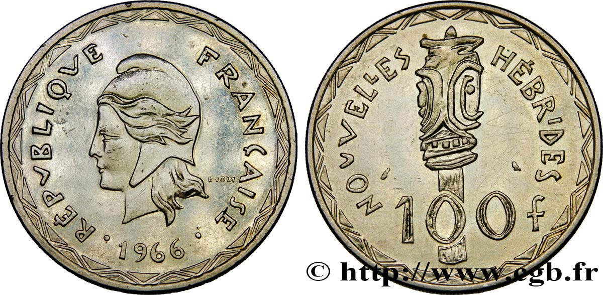 NEW HEBRIDES (VANUATU since 1980) 100 Francs 1966 Paris AU 