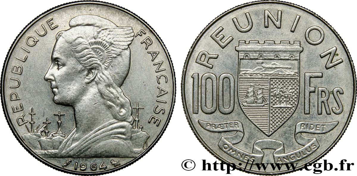 REUNION ISLAND 100 Francs 1964 Paris AU 