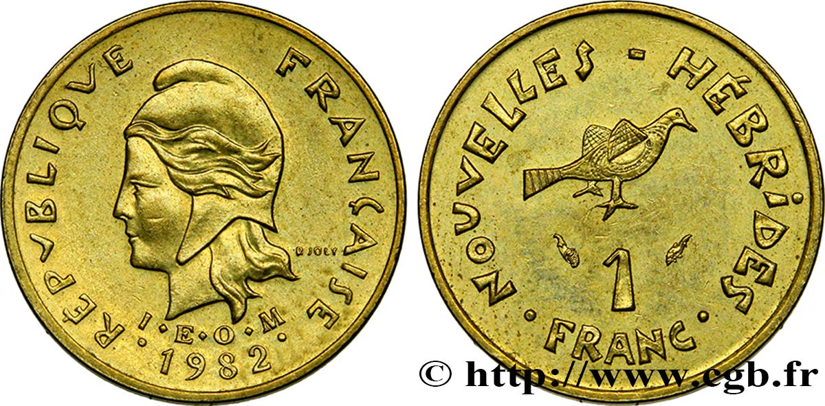 NOUVELLES HÉBRIDES (VANUATU depuis 1980) 1 Franc Marianne / oiseau 1982 Paris SPL 