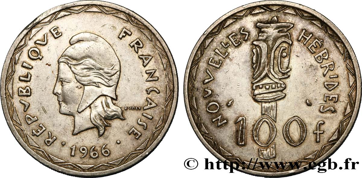 NEW HEBRIDES (VANUATU since 1980) 100 Francs 1966 Paris AU 