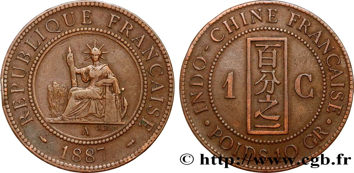 FRANZÖSISCHE-INDOCHINA 1 Centième 1887 Paris S 